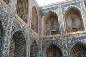 Arch and architecture of the ancient Registan in Samarkand. Ancient architecture of Central Asia photo
