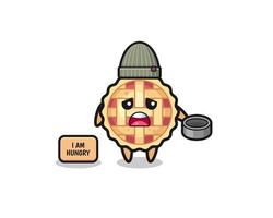 cute apple pie beggar cartoon character vector