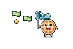 illustration of the apple pie catching flying money vector