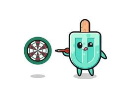 cute popsicles is playing dart vector