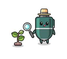 cute ballpoint pen herbalist researching a plants vector