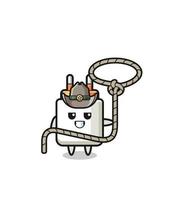 the power adapter cowboy with lasso rope vector