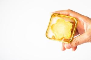 Pineapple tart cheese cookies on white background photo