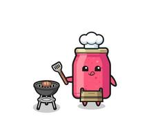 strawberry jam barbeque chef with a grill vector