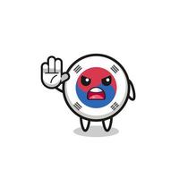 south korea flag character doing stop gesture vector