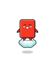 cute red card illustration riding a floating cloud vector