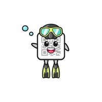 the qr code diver cartoon character vector