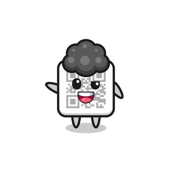 carácter de código qr como el chico afro vector