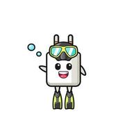 the power adapter diver cartoon character vector