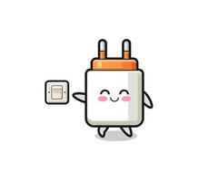 cartoon power adapter is turning off light vector