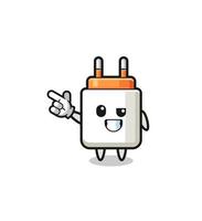 power adapter mascot pointing top left vector