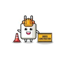 illustration of power adapter with under construction banner vector