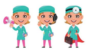 Doctor woman cartoon character vector