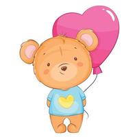 Happy Valentines day, funny bear vector