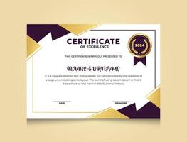 Professional Gold And Purple Certificate Template Free Vector