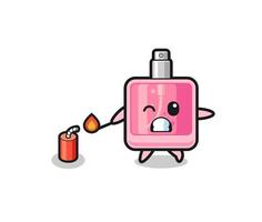ilustración de mascota de perfume jugando petardo vector