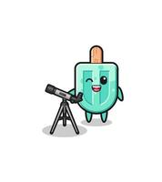 mascota de astrónomo de paletas heladas con un telescopio moderno vector