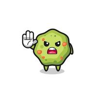 puke character doing stop gesture vector