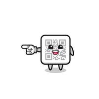 qr code cartoon with pointing left gesture vector