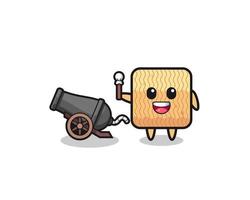 cute raw instant noodle shoot using cannon vector