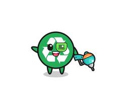 recycling cartoon as future warrior mascot vector