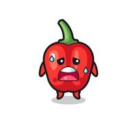 the fatigue cartoon of red bell pepper vector