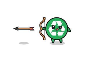 illustration of recycling character doing archery vector