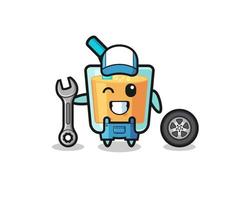 the orange juice character as a mechanic mascot vector