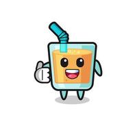 orange juice mascot doing thumbs up gesture vector