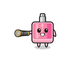 perfume mascot holding flashlight vector