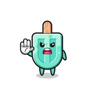 popsicles character doing stop gesture vector