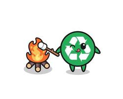 el personaje de reciclaje está quemando malvavisco vector