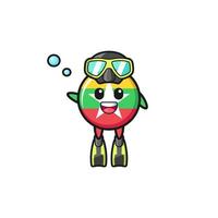 the myanmar flag diver cartoon character vector