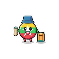 myanmar flag mascot character as hiker vector