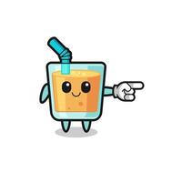 orange juice mascot with pointing right gesture vector