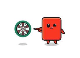 cute red card is playing dart vector