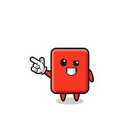mascota de tarjeta roja apuntando arriba a la izquierda vector
