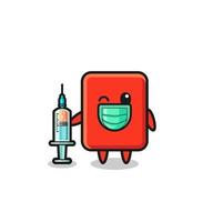 mascota de la tarjeta roja como vacunador vector