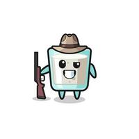 milk hunter mascot holding a gun vector