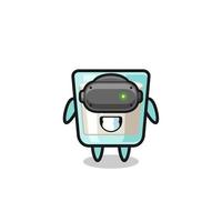 cute milk using VR headset vector