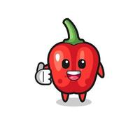 red bell pepper mascot doing thumbs up gesture vector