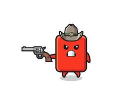 the red card cowboy shooting with a gun vector