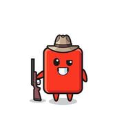 red card hunter mascot holding a gun vector