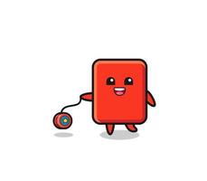 cartoon of cute red card playing a yoyo vector