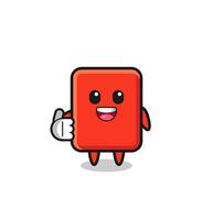 mascota de la tarjeta roja haciendo gesto de aprobación vector