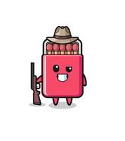 matches box hunter mascot holding a gun vector