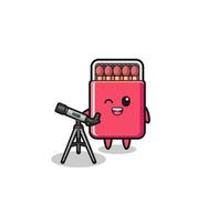 matches box astronomer mascot with a modern telescope vector