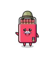 cute matches box as veteran cartoon vector