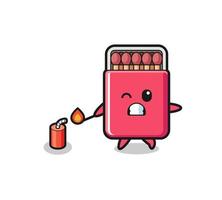 matches box mascot illustration playing firecracker vector
