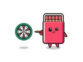 cute matches box is playing dart vector